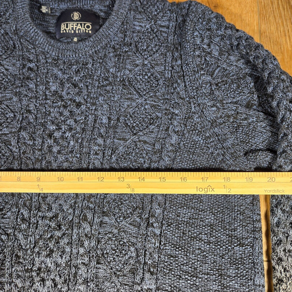 Buffalo David Bitton Sweater Mens XL Blue Cable Knit Pullover Crew Neck Knitwear - Picture 8 of 10